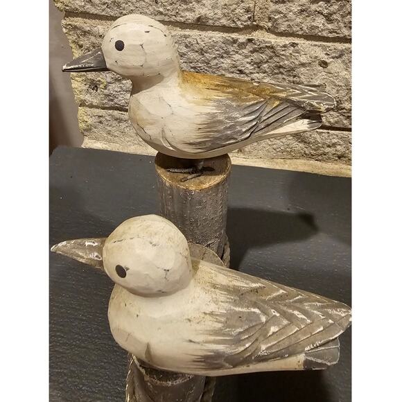 Two Seagulls on Wood Pier Posts Hand Made Figurine Decor Nautical Maritime Rope - Picture 4 of 14